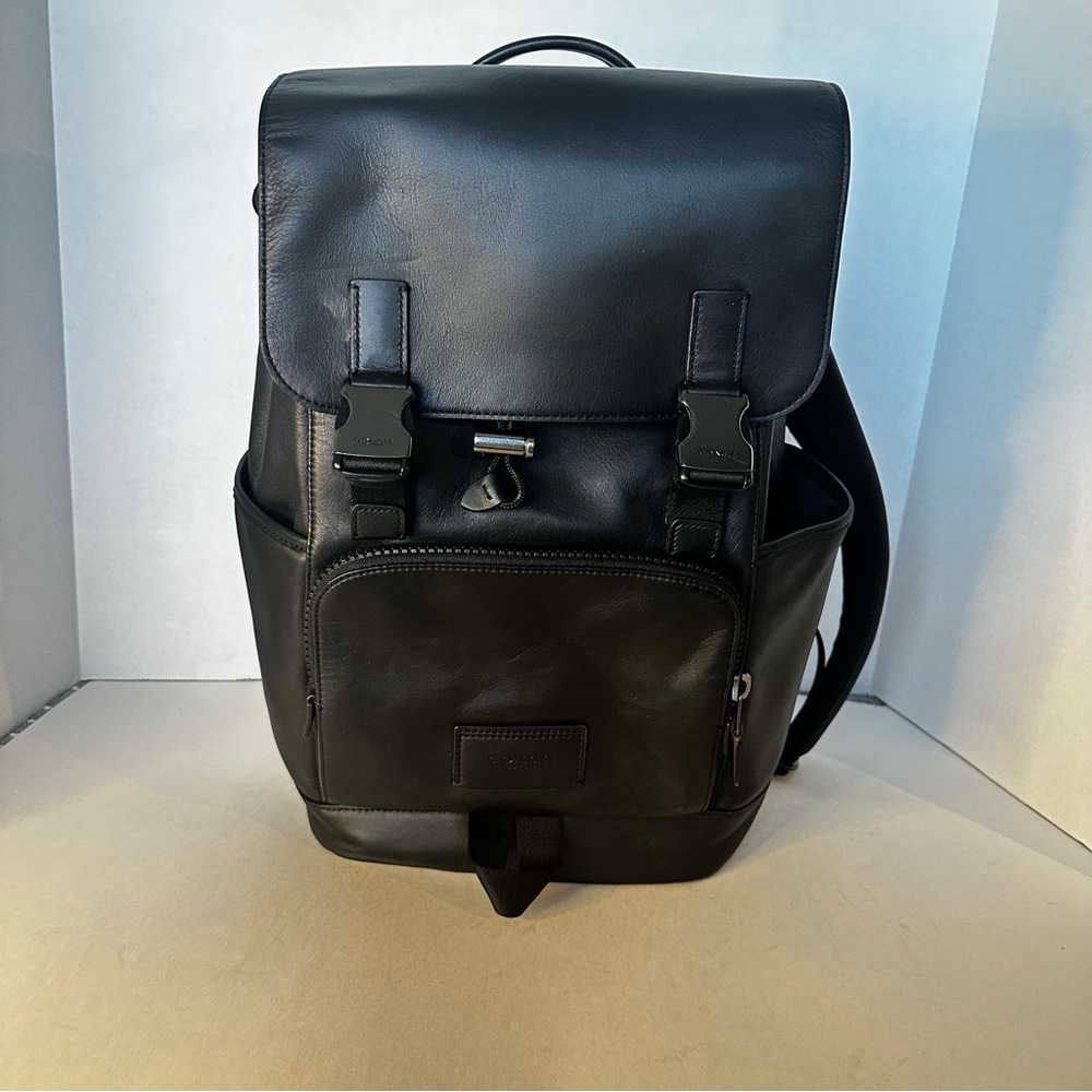 Coach Black Leather Backpack